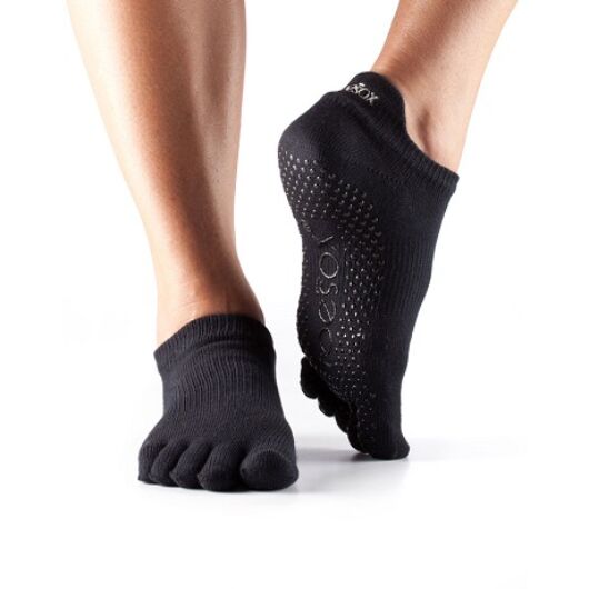 ToeSox Full Toe Low Rise Grip Socks In Black